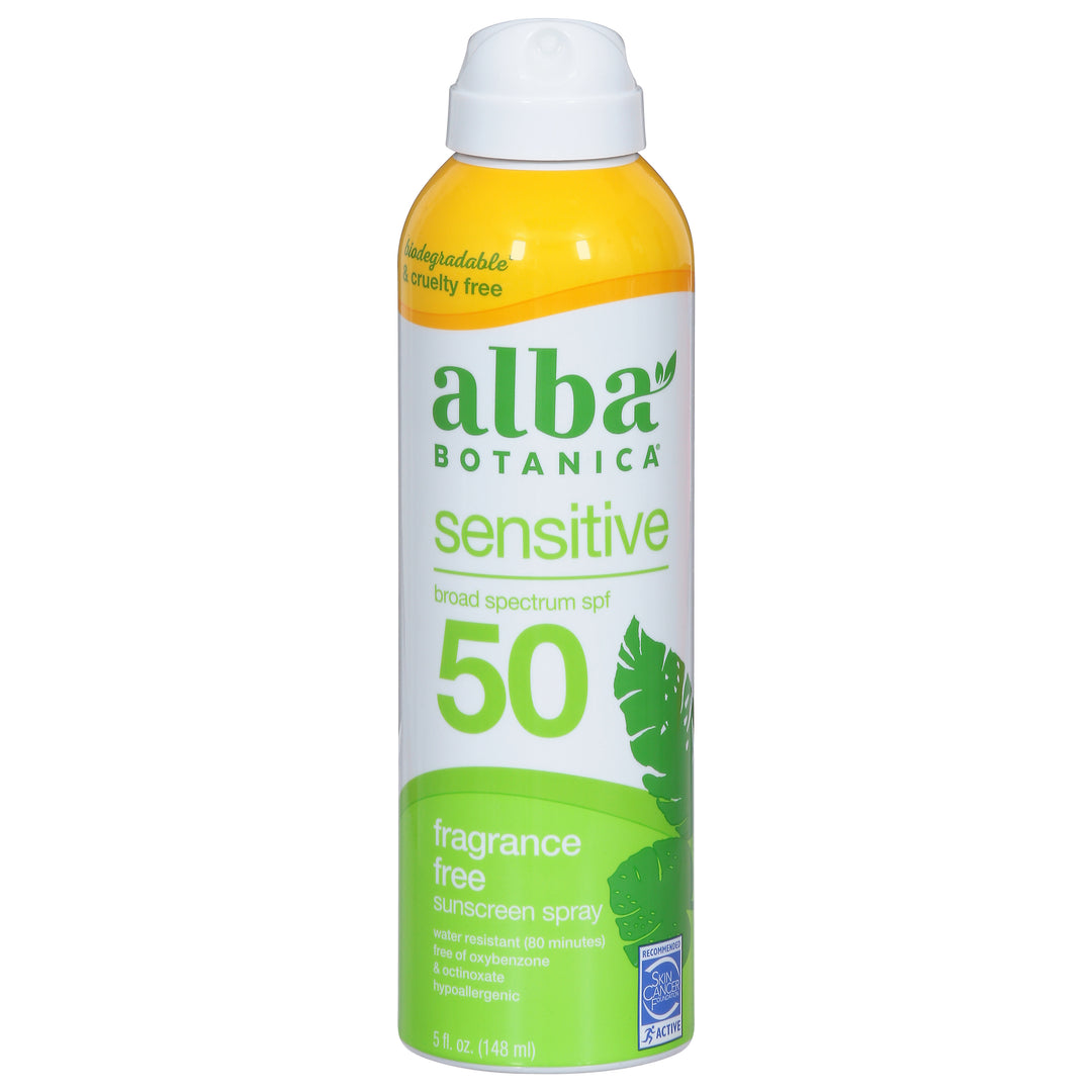 Alba Botanica Sunscreen Spray Sensitive Fragrance Free Broad Spectrum SPF 50 1/5 FZ [UNFI #2927051] T