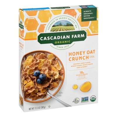 Cascadian Farm Cereal Honey Oat Crunch 10/13.5 OZ [UNFI #1701127] [ebt]