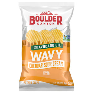 Boulder Canyon Potato Chips Cheddar Sour Cream Wavy 12/5.5 OZ [UNFI #3106754] [ebt]