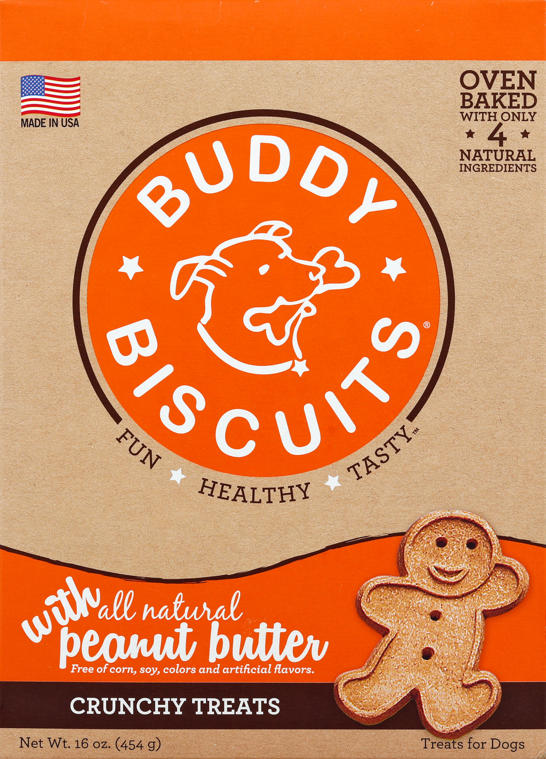 Buddy Biscuits Treats for Dogs Crunchy with Natural Peanut Butter 6/16 OZ [UNFI #2872216] T