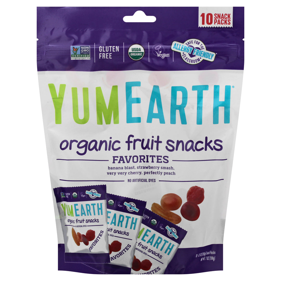 Yumearth Fruit Snacks Organic Favorites 10 Snack Packs 12/7 OZ [UNFI #3112489] [ebt]