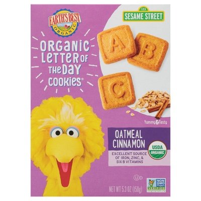 Earths Best Cookies Oatmeal Cinnamon Letter Of The Day 6/5.3 OZ [UNFI #0557116] [ebt]