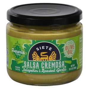 Siete Salsa Cremosa Jalapenos & Roasted Garlic Taqueria Style 6/10.5 OZ [UNFI #2975613] [ebt]