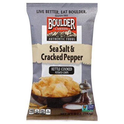 Boulder Canyon Potato Chips Kettle Cooked Sea Salt & Cracked Pepper 12/5 OZ [UNFI #0532796] [ebt]