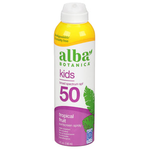 Alba Botanica Sunscreen Tropical Fruit Clear Spray Broad Spectrum SPF 50 Kids 1/5 FZ [UNFI #2927069] T