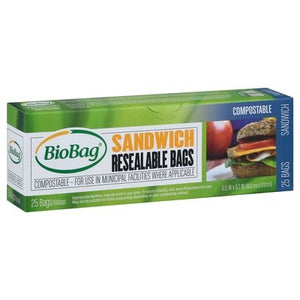 Biobag Resealable Bags Sandwich 12/25 CT [UNFI #1204262] T