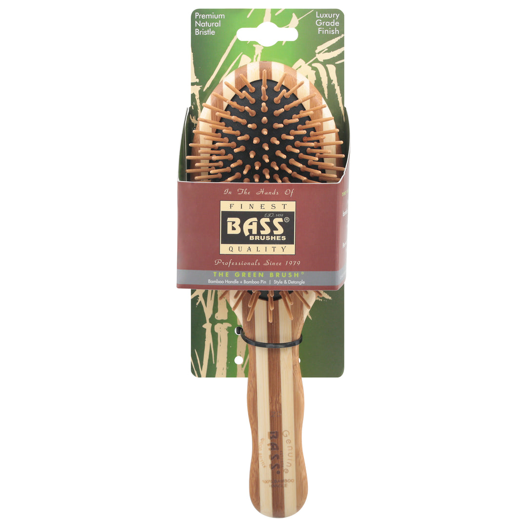 Bass Brushes Brush Bamboo Handle + Bamboo Pin Style & Detangle 1/CT [UNFI #2207009] T
