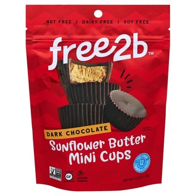 Free2B Sunflower Butter Mini Cups Dark Chocolate 6/4.2 OZ [UNFI #2154763] [ebt]