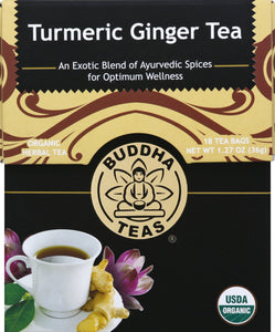 Buddha Teas Herbal Tea Organic Turmeric Ginger Tea Tea Bags 6/18 BAG [UNFI #1746338] [ebt]