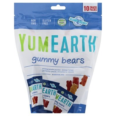 Yumearth Gummy Bears Assorted 10 Snack Packs 12/10/.7Z [UNFI #1156678] [ebt]