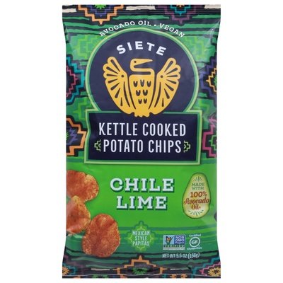 Siete Potato Chips Chile Lime Kettle Cooked 6/5.5 OZ [UNFI #2677284] [ebt]