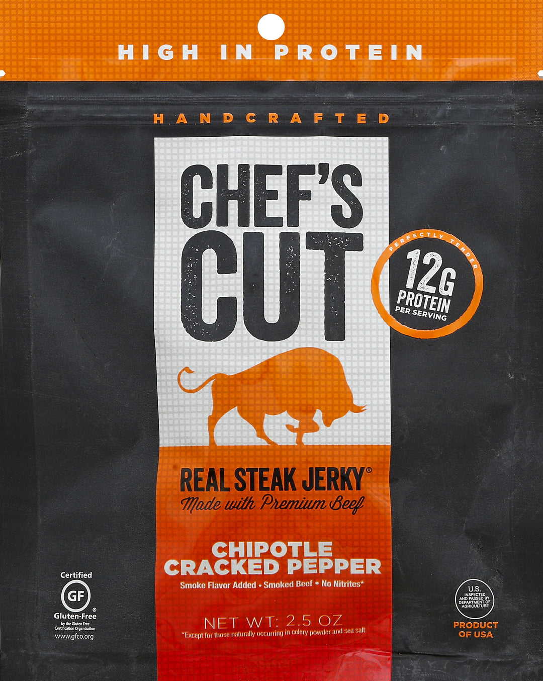 Chefs Cut Jerky Real Steak Chipotle Cracked Pepper 8/2.5 OZ [UNFI #1709229] [ebt]
