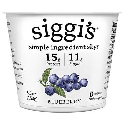 Siggis Yogurt Blueberry 0% Milkfat 12/5.3 OZ [UNFI #695171] [ebt]