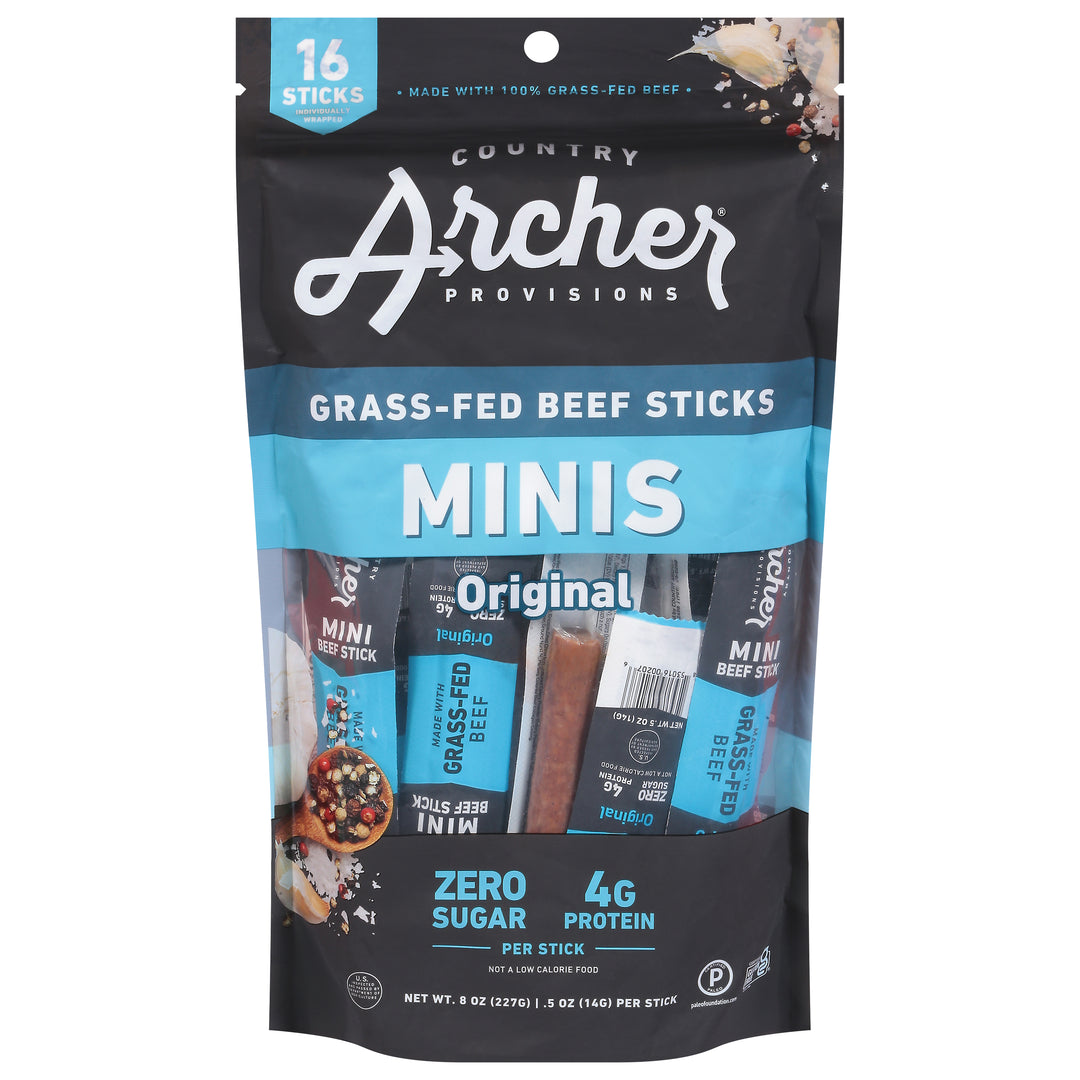 Country Archer Beef Sticks Grass-Fed Original Minis 6/8 OZ [UNFI #3115870] [ebt]