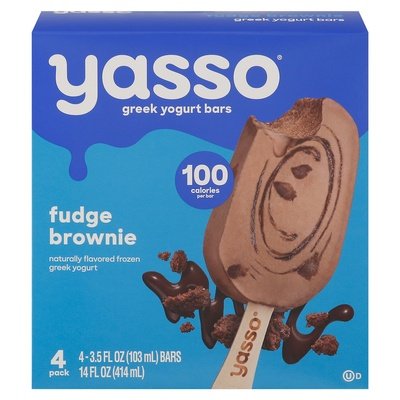 Yasso Yogurt Bars Greek Fudge Brownie 4 Pack 8/4/3.5 OZ [UNFI #2426062] [ebt]