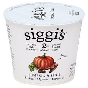 Siggis Yogurt Low-Fat Icelandic Style Cream-Skyr Strained Pumpkin & Spice 12/5.3 OZ [UNFI #1245984] [ebt]