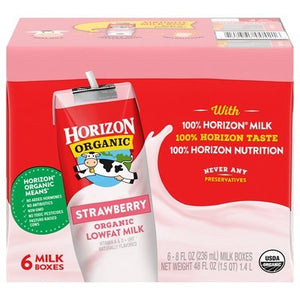 Horizon Milk Lowfat Organic Strawberry 3/6/8 OZ [UNFI #1270123] [ebt]