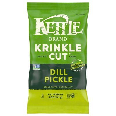 Kettle Brand Potato Chips Dill Pickle Krinkle Cut 15/5 OZ [UNFI #1715028] [ebt]