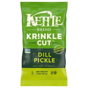 Kettle Brand Potato Chips Dill Pickle Krinkle Cut 15/5 OZ [UNFI #1715028] [ebt]