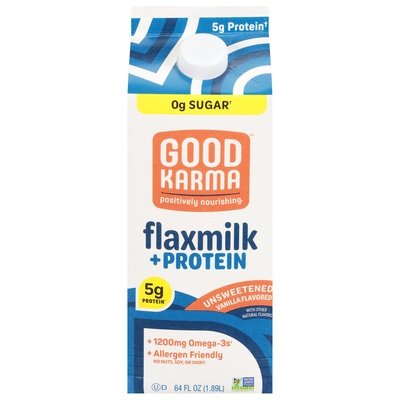 Good Karma Flaxmilk + Protein Vanilla Flavored Unsweetened 6/64 OZ [UNFI #1202035] [ebt]