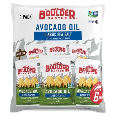 Boulder Canyon Potato Chips Kettle Style Avocado Oil Classic Sea Salt 6 Pack 8/6/1.25 [UNFI #2466316] [ebt]