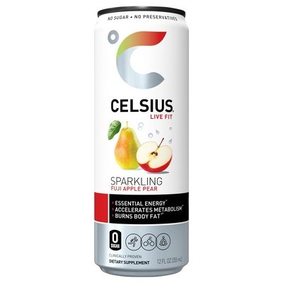 Celsius Energy Drink Fuji Apple Pear Sparkling 12/12 OZ [UNFI #2484731] [ebt] D