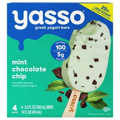 Yasso Greek Yogurt Bars Mint Chocolate Chip 4 Pack 8/4/3.5 OZ [UNFI #1526094] [ebt]