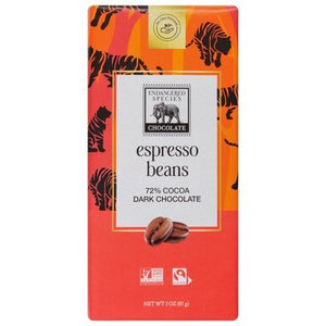 Endangered Species Chocolate Dark Chocolate Espresso Beans 72% Cocoa 12/3 OZ [UNFI #0105551] [ebt]