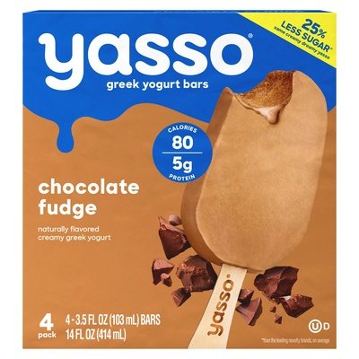Yasso Yogurt Bars Greek Chocolate Fudge 4 Packs 8/4/3.5 OZ [UNFI #1592286] [ebt]