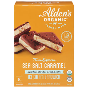 Aldens Organic Ice Cream Sandwich Sea Salt Caramel Mini Squares 12/8/2 FZ [UNFI #2399020] [ebt]
