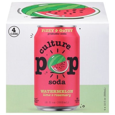 Culture Pop Soda Probiotic Soda Watermelon Lime & Rosemary 6/4/12 OZ [UNFI #2706653] [ebt] D