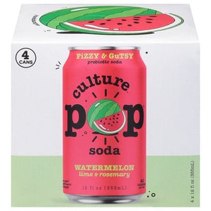 Culture Pop Soda Probiotic Soda Watermelon Lime & Rosemary 6/4/12 OZ [UNFI #2706653] [ebt] D