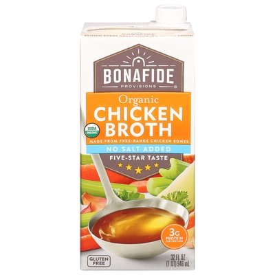 Bonafide Provisions Chicken Broth Organic No Salt Added 6/32 OZ [UNFI #2725000] [ebt]