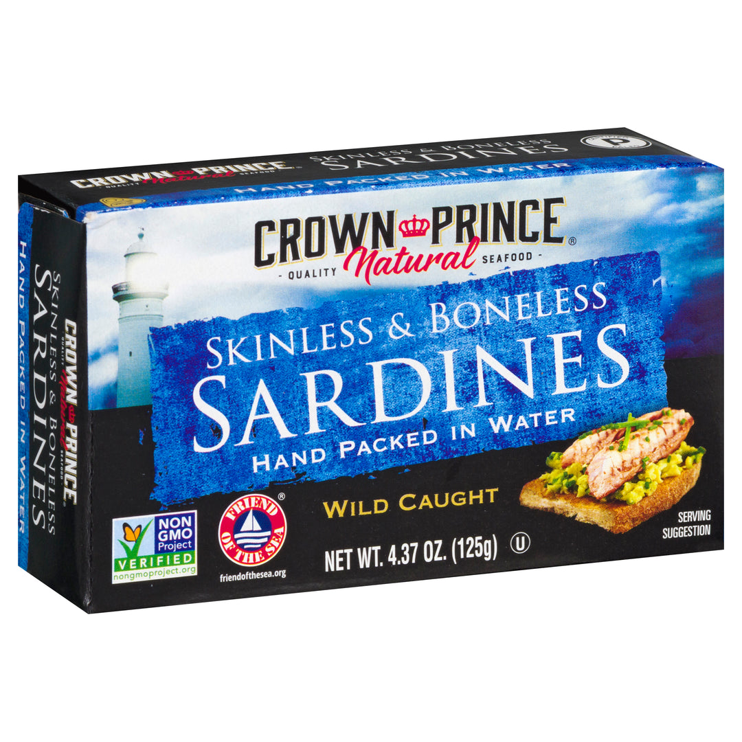 Crown Prince Sardines Wild Caught Skinless & Boneless 12/4.37 OZ [UNFI #1153972] [ebt]