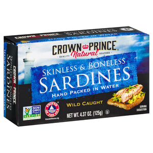 Crown Prince Sardines Wild Caught Skinless & Boneless 12/4.37 OZ [UNFI #1153972] [ebt]