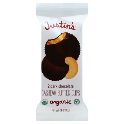 Justins Butter Cups Cashew Organic Dark Chocolate 12/1.4 OZ [UNFI #2264273] [ebt]