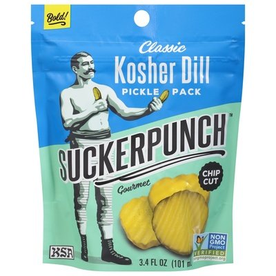 Suckerpunch Pickle Kosher Dill Classic Chip Cut Pack 12/3.4 OZ [UNFI #2663631] [ebt]