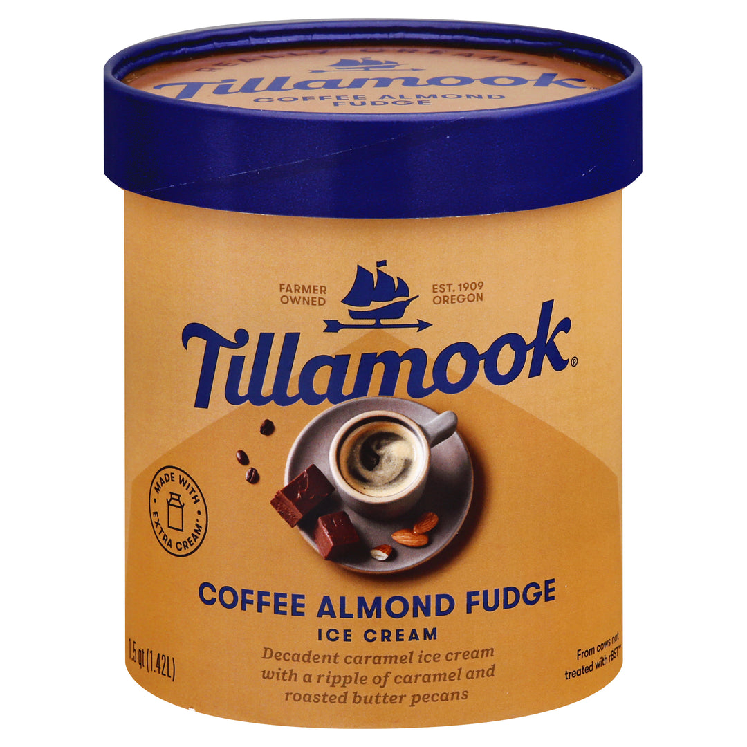 Tillamook Ice Cream Coffee Almond Fudge 6/1.5 QT [UNFI #2711695] [ebt]