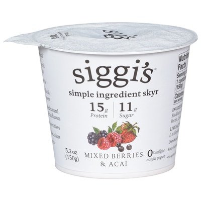 Siggis Yogurt Nonfat Mixed Berries & Acai 12/5.3 OZ [UNFI #695650] [ebt]