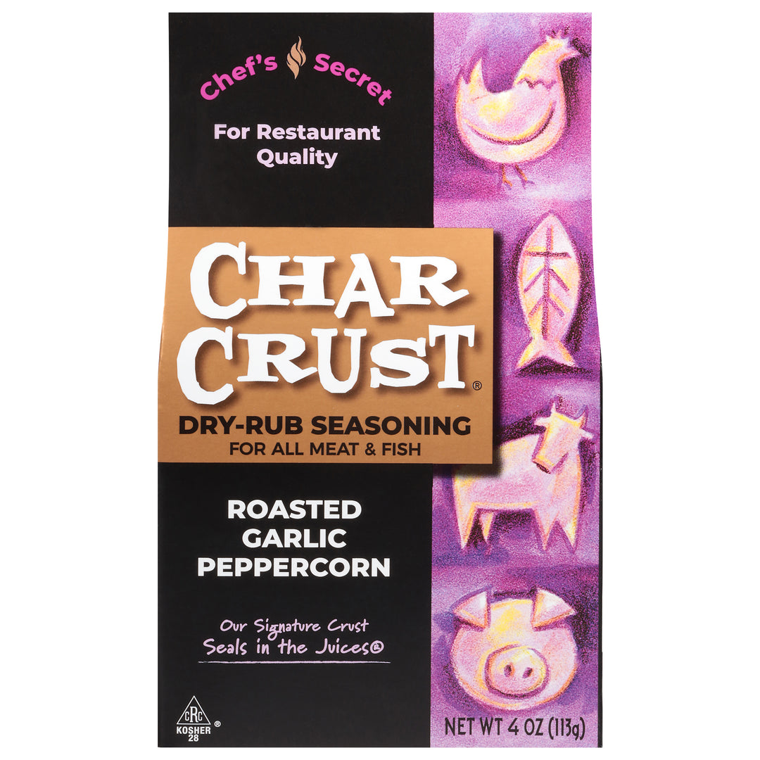 Char Crust Dry-Rub Seasoning Roasted Garlic Peppercorn 6/4 OZ [UNFI #0347351] [ebt]