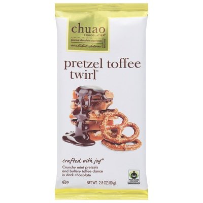 Chuao Chocolatier Dark Chocolate Bar Pretzel Toffee Twirl 10/2.8 OZ [UNFI #1809151] [ebt]
