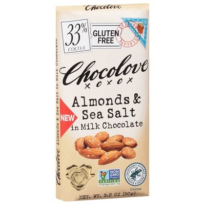 Chocolove Almonds & Sea Salt in Milk Chocolate Gluten-Free 33% Cocoa 12/3.2 OZ [UNFI #2792331] [ebt]