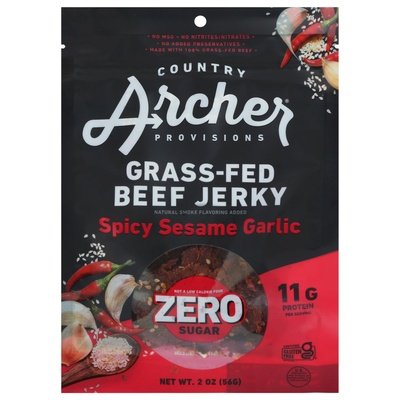 Country Archer Beef Jerky Zero Sugar Spicy Sesame Garlic 12/2 OZ [UNFI #2554152] [ebt]
