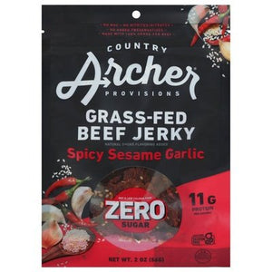Country Archer Beef Jerky Zero Sugar Spicy Sesame Garlic 12/2 OZ [UNFI #2554152] [ebt]