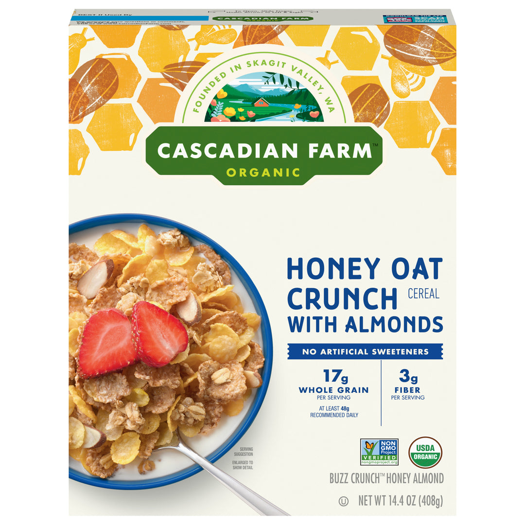 Cascadian Farm Cereal with Almonds Honey Oat Crunch 10/14.4 OZ [UNFI #1541622] [ebt]