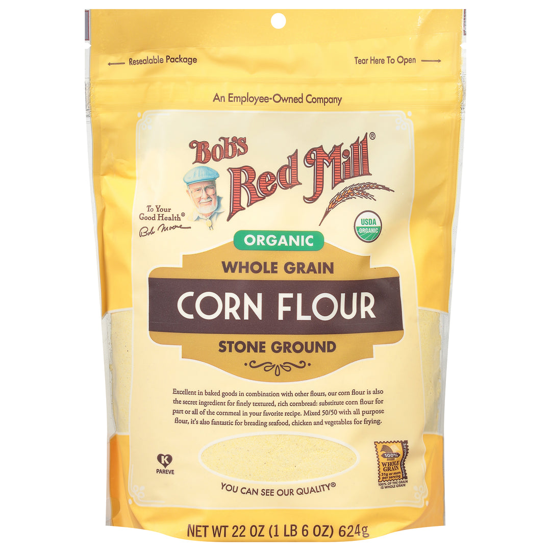 Bobs Red Mill Corn Flour Organic Stone Ground Whole Grain 4/22 OZ [UNFI #2486736] [ebt]