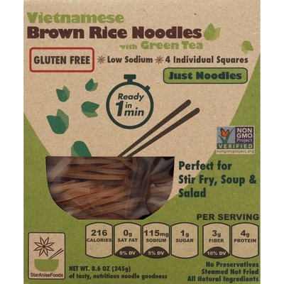 Star Anise Foods Brown Rice Noodles Vietnamese with Green Tea 6/8.6 OZ [UNFI #1243823] [ebt]