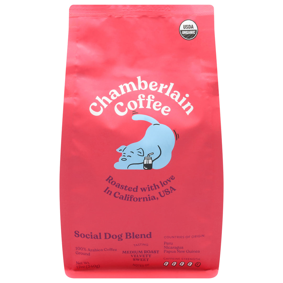 Chamberlain Coffee Coffee Social Dog Blend 100% Arabica Ground 6/10 OZ [UNFI #3166436] [ebt]