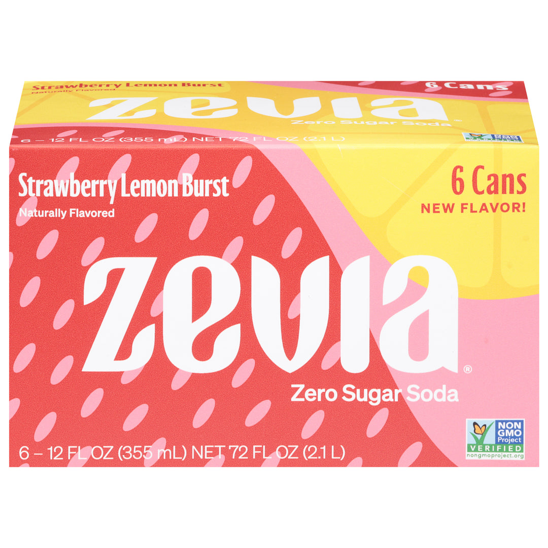 Zevia Soda Zero Sugar Strawberry Lemon Burst 4/6/12 FZ [UNFI #3139763] [ebt] D