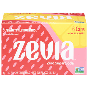Zevia Soda Zero Sugar Strawberry Lemon Burst 4/6/12 FZ [UNFI #3139763] [ebt] D